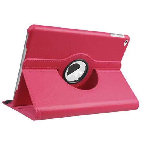For iPad 9.7 2018 2017 / iPad Air 1 Air 2 Case - 360 Degree Rotating Stand Protective Cover with Auto Sleep Wake - Hotpink