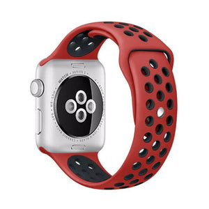 Elastic breathable silicone sport band for apple watch with 42 mm 44 mm wrist band, apple series 4/3/2/1 universal - Red & Black