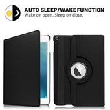 For iPad 9.7 2018 2017 / iPad Air 1 Air 2 Case - 360 Degree Rotating Stand Protective Cover with Auto Sleep Wake - Black