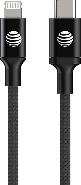 AT&T USB-C to Lightning Braided Cable- 8FT (Black)
