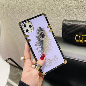 iPhone 12 / 12 Pro Peacock Diamond Feather Case - Purple