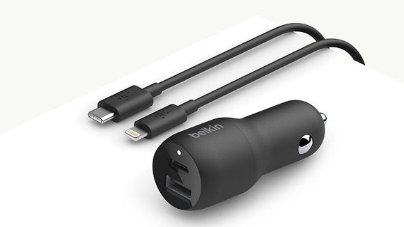 Belkin 18W Car Bundle with Type C to Lightning Cable