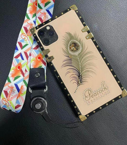 iPhone 12 / 12 Pro Peacock Diamond Feather Case - Peach