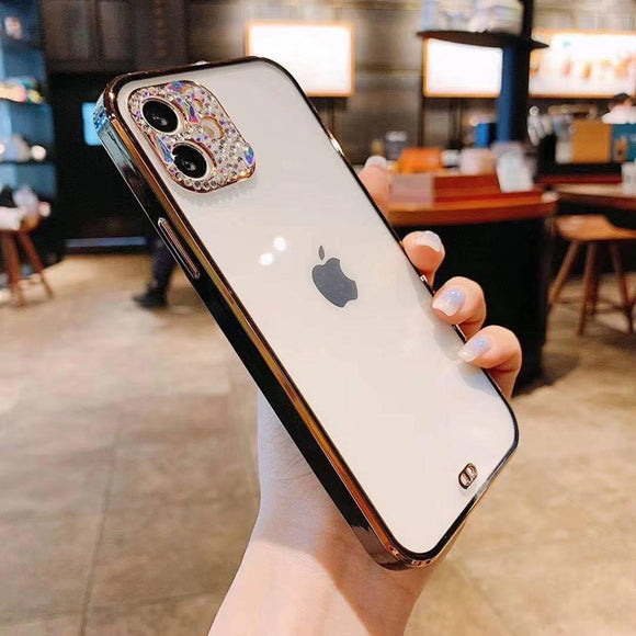 iPhone 13 Promax Color Bumper w/Diamond - Black