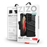 ZIZO BOLT Series for Galaxy S21 Ultra 5G Case with Screen Protector Kickstand Holster Lanyard - Black
