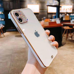 iPhone 13 Color Bumper w/Diamond - White