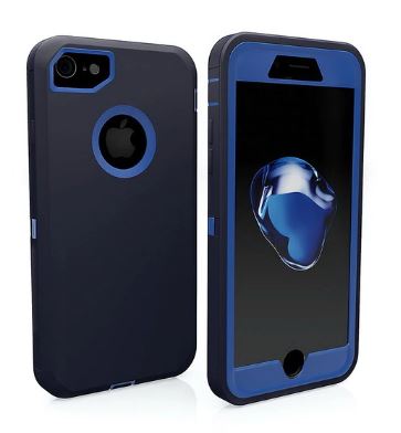 3 in 1 Rubber Hybrid Heavy Defend Shockproof Full Coverage Case Cover for iPhone XS Max SE (2021) with Belt Clip - blue dark blue