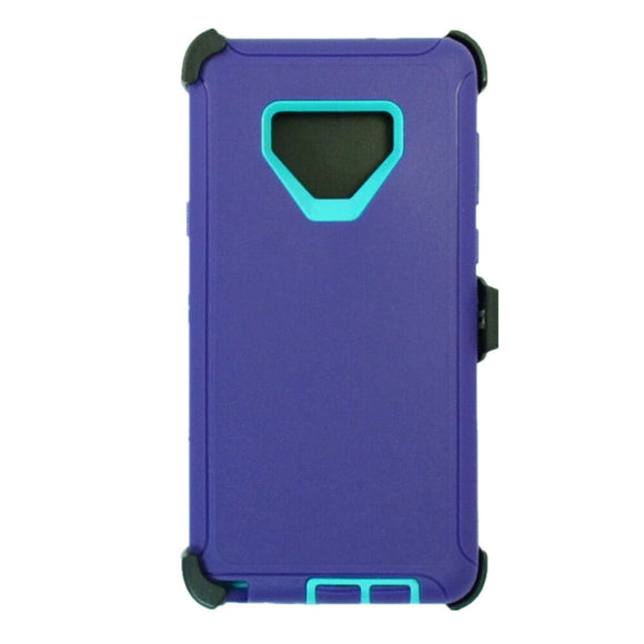 Phone Case Samsung Galaxy Note 9 Case Cover w/ Belt Clip Fits Otterbox Defender - Purple/Teal