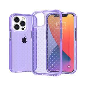 For iPhone 14/13 6.1 CROSS Design Ultra Thick 3.0mm Transparent ShockProof Hybrid Case Cover - Purple