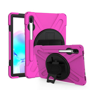 Samsung Tab S6 10.5 2019 SM-T860 T865 Tablet Rotating Stand Strap Case Cover - Hot Pink