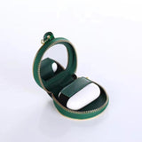 Airpods Genuine Crocodile Leather Storage Bag with Mirror - GREEN