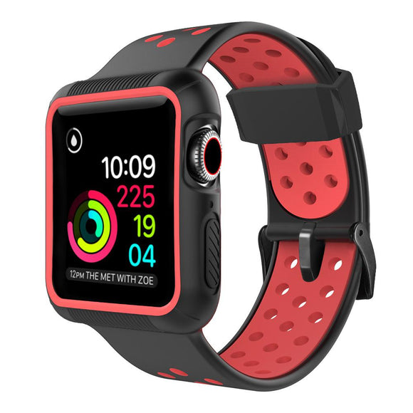 Apple Watch 38mm/40mm  full cover Rugged Silicone Band - Black/Red