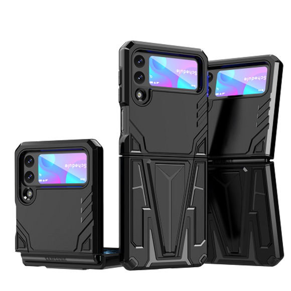 Samsung Galaxy Z Flip3 5G Alien Design Shockproof Kickstand Magnetic Hybrid Case Cover - Black