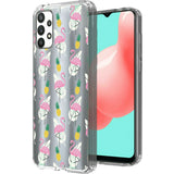 For Samsung A32 5G Design Transparent Bumper Hybrid Case Cover - Flamingo Pineapple Leaf