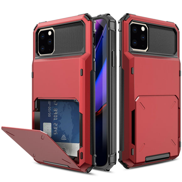 iPhone 11 Pro Max Credit Card Hyrbid case - Red