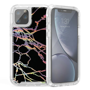 Hybrid Marble Shockproof Bling Rubber Case For iPhone 11 (Marble Black)