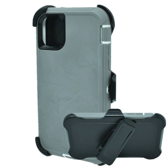 Phone Case iPhone 12 / 12 Pro 6.1 With Belt Clip (Gray/Black)