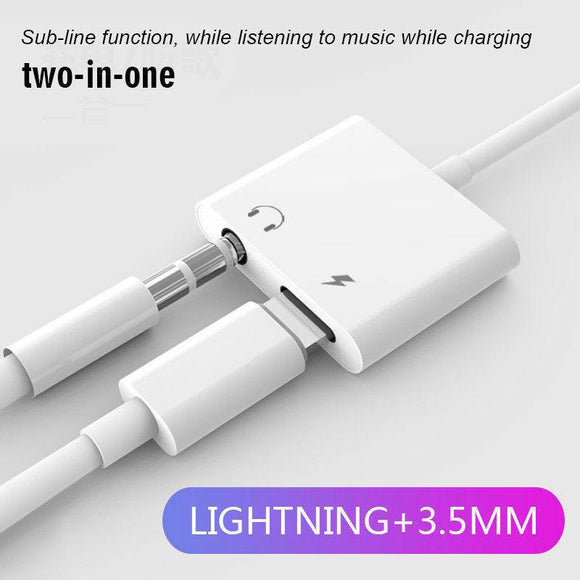 2in1 Music Control Double Lightning Audio Charge Adapter Cable - Charge & Music ONLY