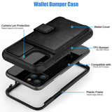 Magnetic Leather Stand Wallet Case with Rugged Bumper For iPhone 11 Pro Max (Black)