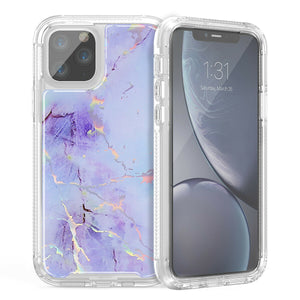 Hybrid Marble Shockproof Bling Rubber Case For iPhone 11 (Marble Purple)