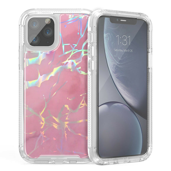 Hybrid Marble Shockproof Bling Rubber Case For iPhone 11 pro (Marble Rose)