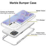 Hybrid Marble Shockproof Bling Rubber Case For iPhone 11 pro (Marble Purple)