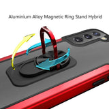 Samsung Galaxy S22 Ultra Aluminium Alloy Magnetic Ring Stand Hybrid Case Cover - Red