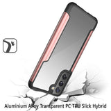 Samsung Galaxy S22 Ultra Aluminium Alloy Transparent PC TPU Slick Hybrid - Rose Gold
