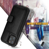 Magnetic Leather Stand Wallet Case with Rugged Bumper For iPhone 11 Pro Max (Black)