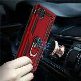 For Boost Celero 5G, Samsung A22 5G Magnetic Ring Kickstand Hybrid Case Cover - Red