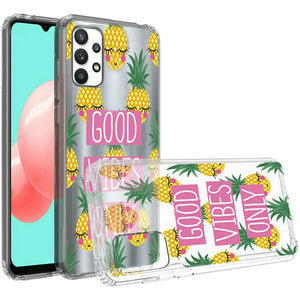 For Samsung A32 5G Design Transparent Bumper Hybrid Case Cover - Good Vibes Only