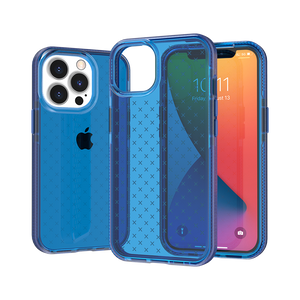 For iPhone 14/13 6.1 CROSS Design Ultra Thick 3.0mm Transparent ShockProof Hybrid Case Cover - Blue