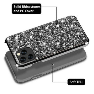 Luxury Glitter Sparkly Diamond Bling Dual Layer TPU+PC Shockproof Case For iPhone 11 Pro Max 2019 -BLACK