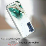 Samsung Galaxy S21 FE Vogue Epoxy Glitter Hybrid Case Cover - Green Galaxy