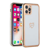 iPhone 13 Pro Max Electroplated Hearts Love Sign Chrome TPU Case Cover - White