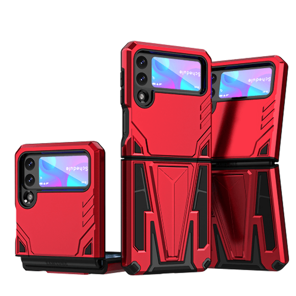 Samsung Galaxy Z Flip3 5G Alien Design Shockproof Kickstand Magnetic Hybrid Case Cover - Red