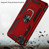 For Boost Celero 5G, Samsung A22 5G Magnetic Ring Kickstand Hybrid Case Cover - Red
