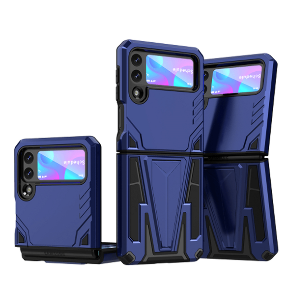 Samsung Galaxy Z Flip3 5G Alien Design Shockproof Kickstand Magnetic Hybrid Case Cover - Blue
