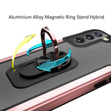 Samsung Galaxy S22 Ultra Aluminium Alloy Magnetic Ring Stand Hybrid Case Cover - Rose Gold