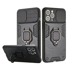 iPhone 13 Pro Max Urban Design Magnetic Ring Stand Hybrid Camera Case Cover - Black