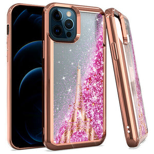 iPhone 12/12PRO CHROME Glitter Motion Cases Paris Tower Rose Gold