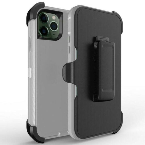 Phone Case iPhone 12 Pro Max With Belt Clip (Gray/White)