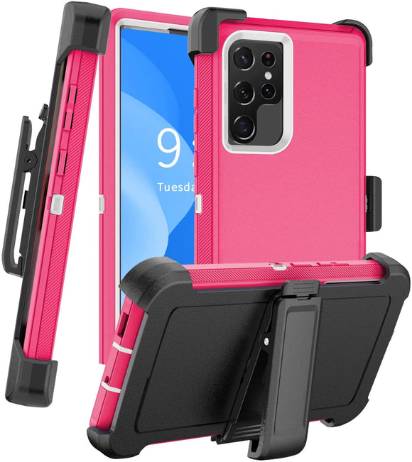 Phone Case for Samsung S22 with Belt Clip Pink