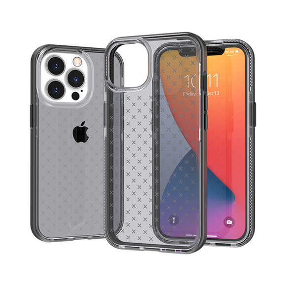 For iPhone 14/13 6.1 CROSS Design Ultra Thick 3.0mm Transparent ShockProof Hybrid Case Cover - Black
