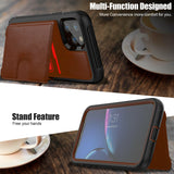 Magnetic Leather Stand Wallet Case with Rugged Bumper For iPhone 11Pro (Brown)