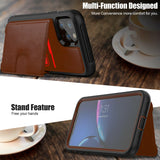 Magnetic Leather Stand Wallet Case with Rugged Bumper For iPhone 11 (Brown)